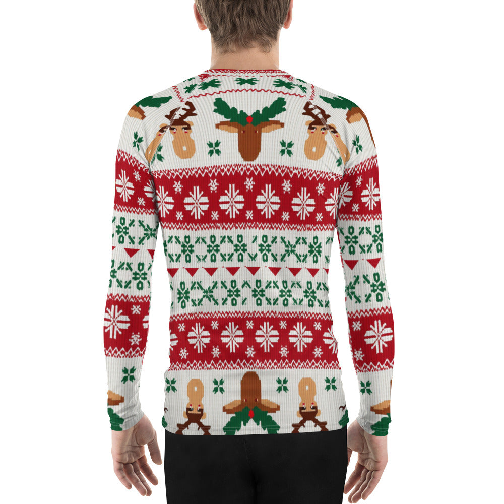 Ugly Christmas Sweater Men's Rash Guard - Reindeer