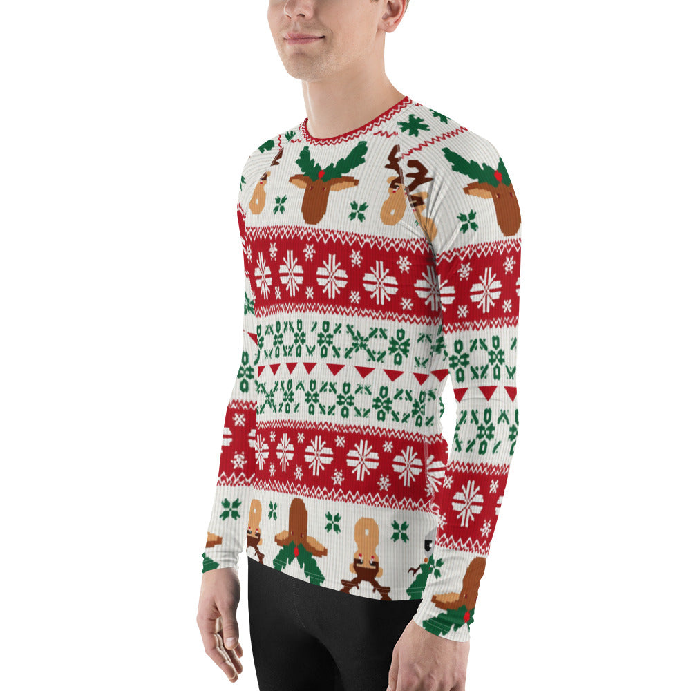 Ugly Christmas Sweater Men's Rash Guard - Reindeer