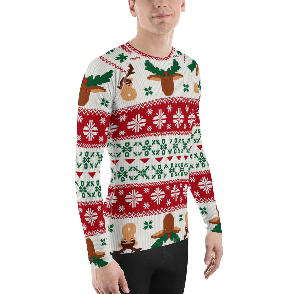 Ugly Christmas Sweater Men's Rash Guard - Reindeer