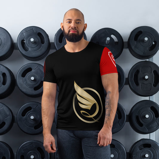 Guardian Angel - Black and Red - Adult Athletic T-shirt