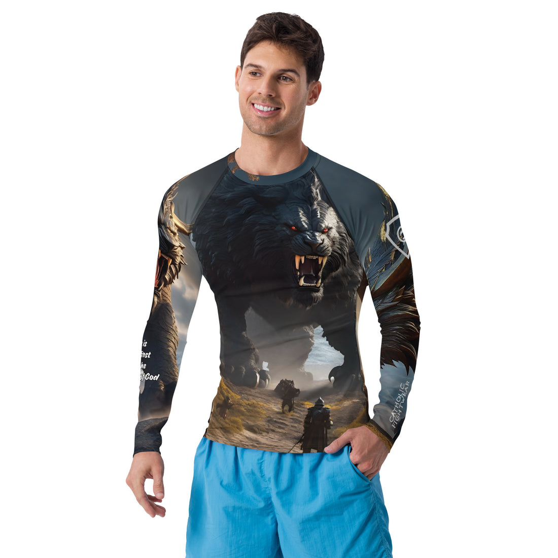 Catholic Rash Guards Behemoth Men's Rash Guard – Catholic Fightwear