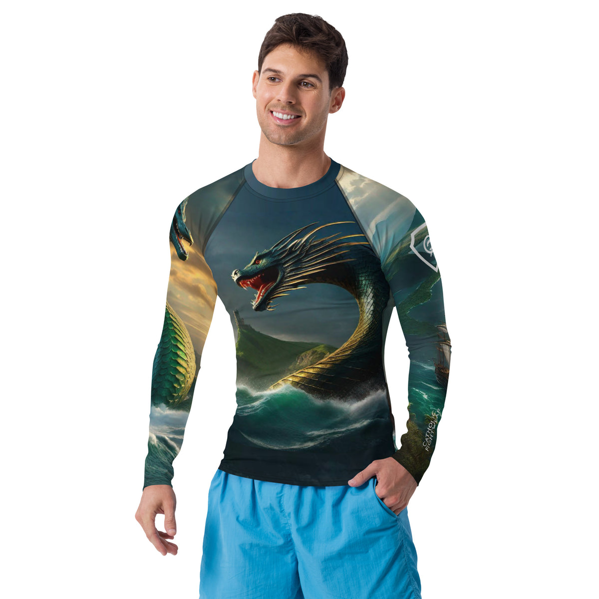 Catholic Rash Guards Leviathan Men's Rash Guard – Catholic Fightwear
