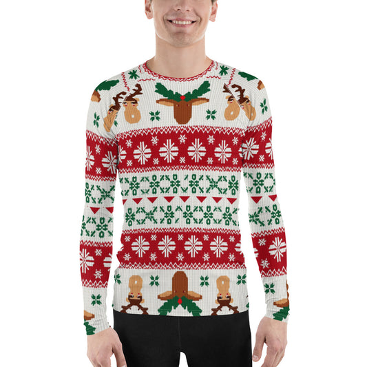 Ugly Christmas Sweater Men's Rash Guard - Reindeer