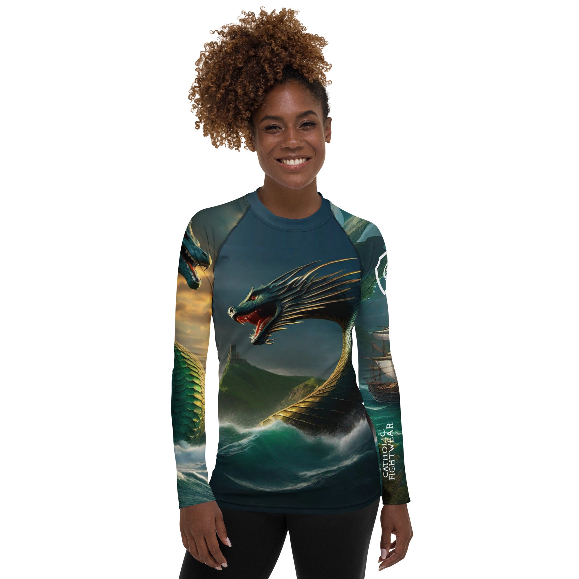 Catholic Rash Guards Leviathan Women's Rash Guard – Catholic Fightwear