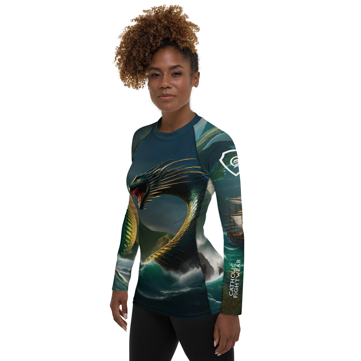Catholic Rash Guards Leviathan Women's Rash Guard – Catholic Fightwear