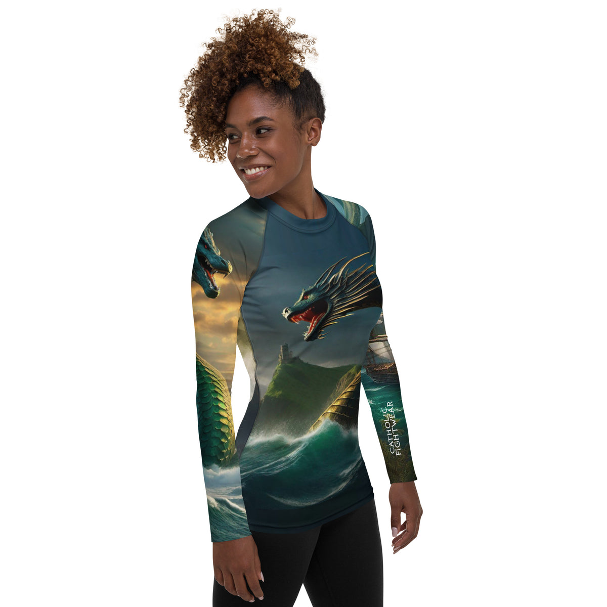 Catholic Rash Guards Leviathan Women's Rash Guard – Catholic Fightwear