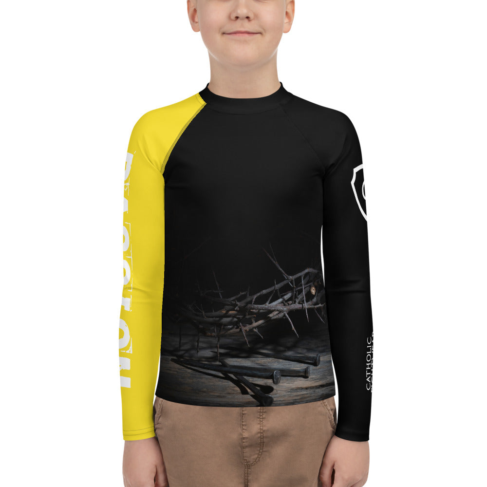 Catholic Rash Guards Yellow Belt - Passion - Youth BJJ Rash Guard – Catholic Fightwear