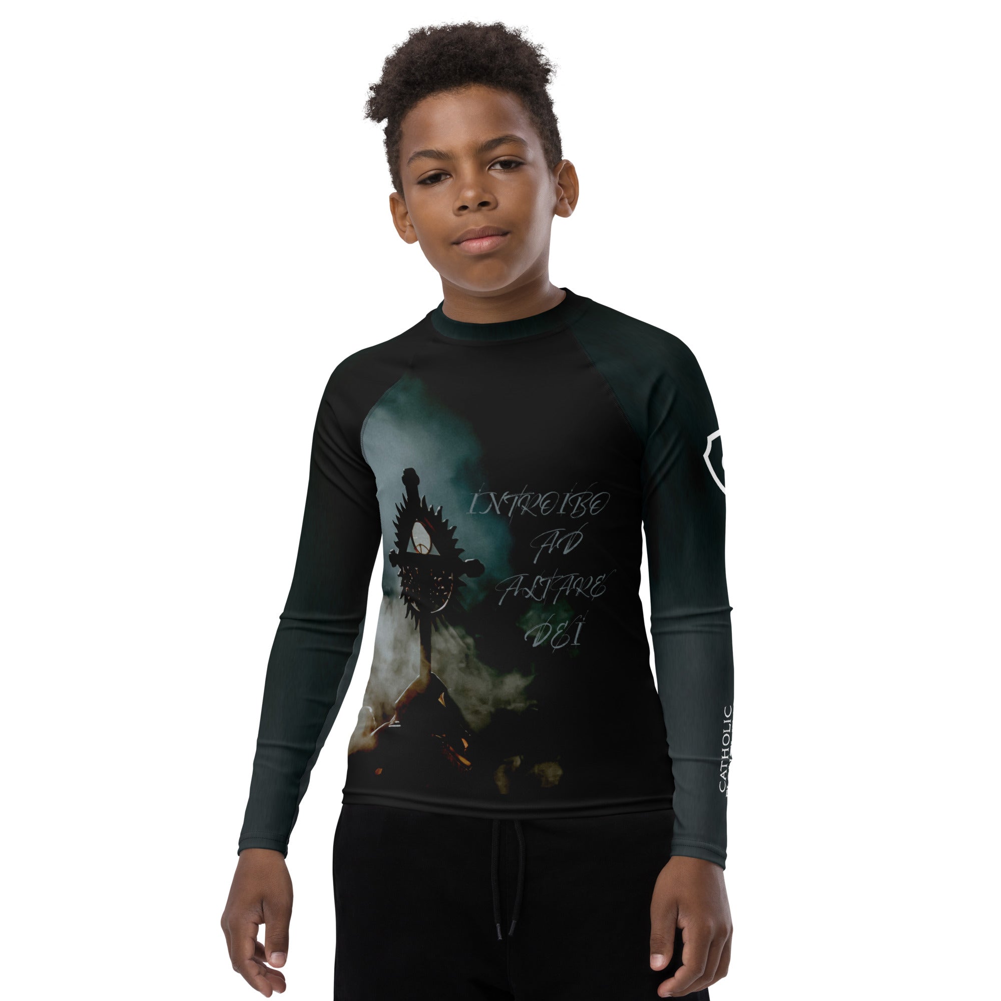 Catholic Rash Guards To The Altar of God - Youth Rash Guard – Catholic Fightwear