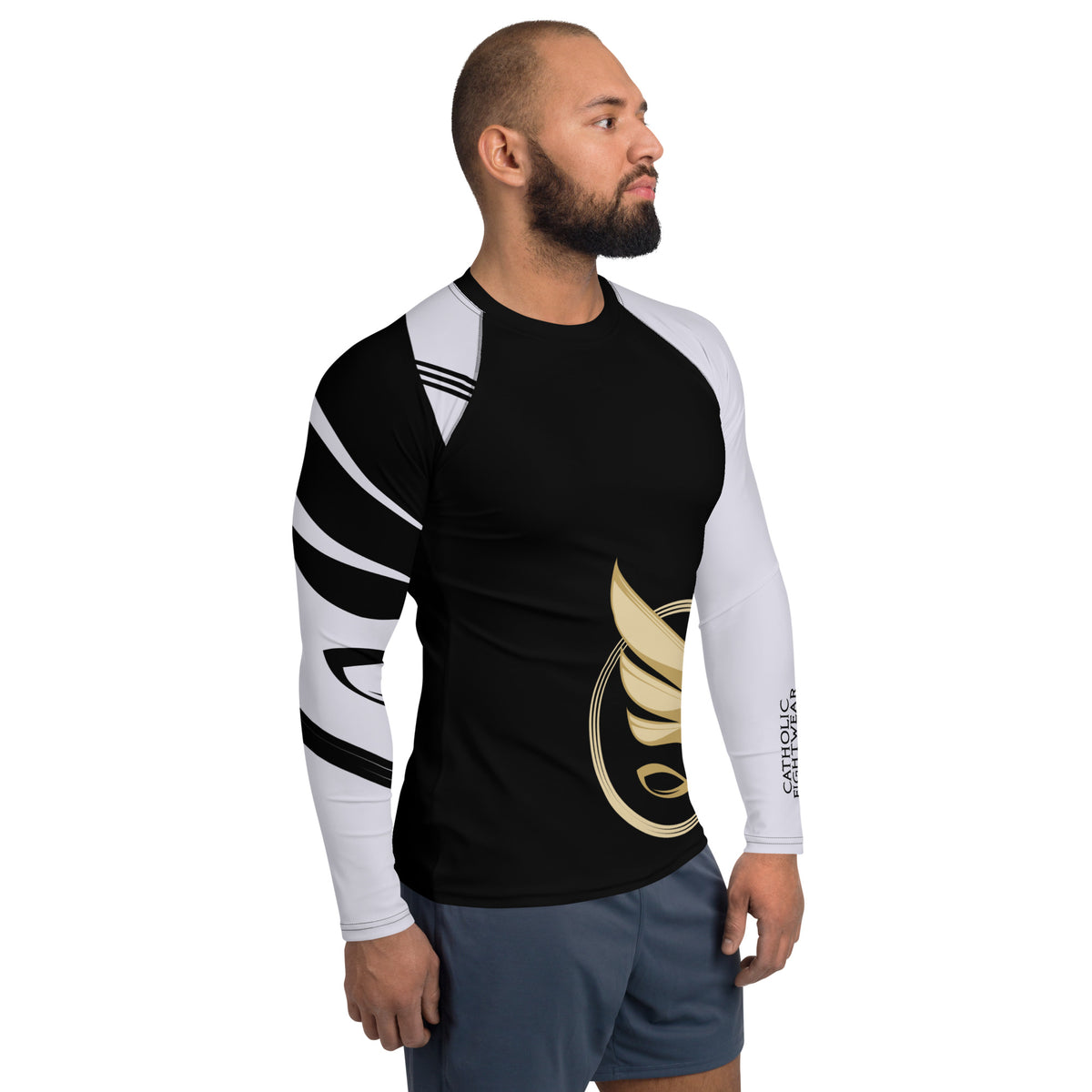 Catholic Rash Guards Guardian Angel Adult BJJ Rank Rash Guard - White Belt – Catholic Fightwear