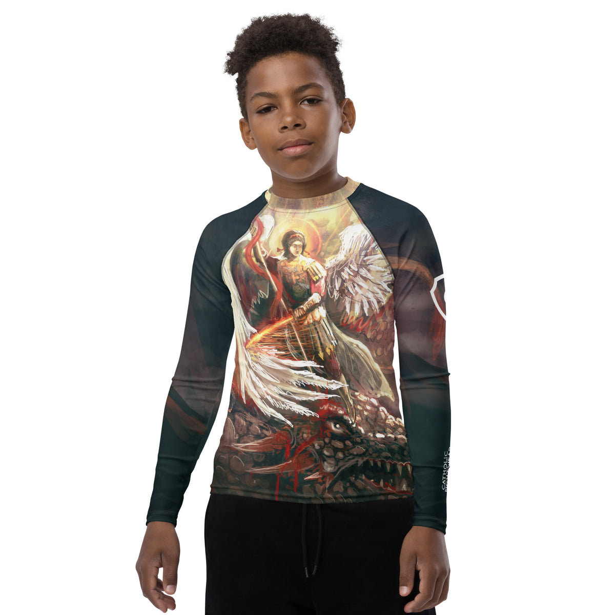 Catholic Rash Guards St Michael Slaying the Dragon Youth BJJ Rash Guard – Catholic Fightwear