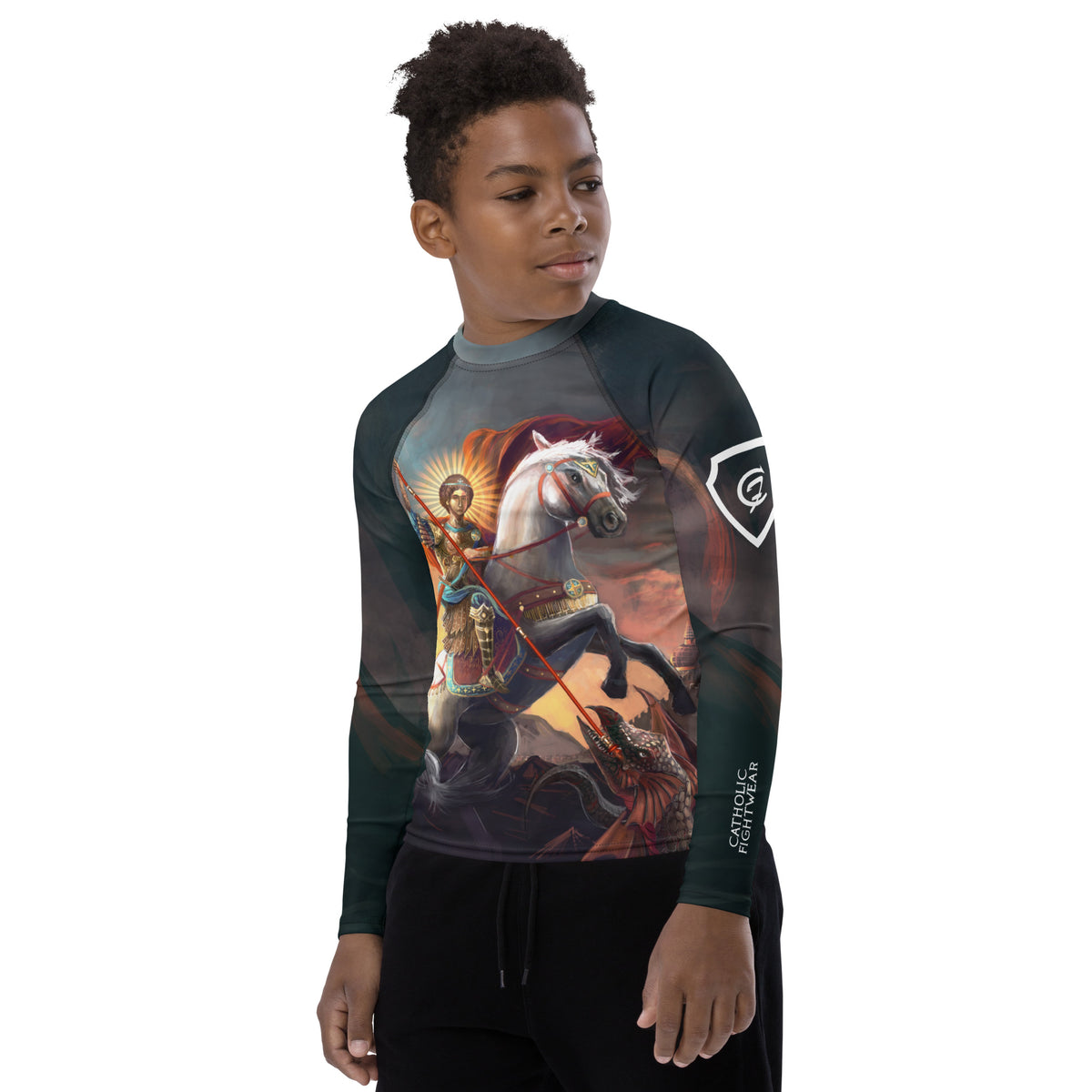 Coyote Rash Guard St George and the Dragon Youth BJJ Rash Guard – Catholic Fightwear